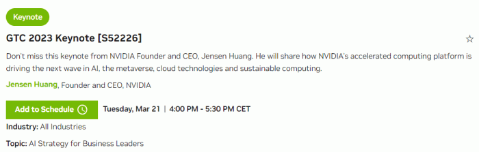 GTC 2023 keynote details