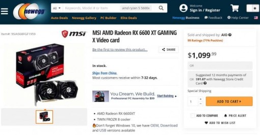 AMD Radeon RX 6600 XT MSI Newegg 768x401