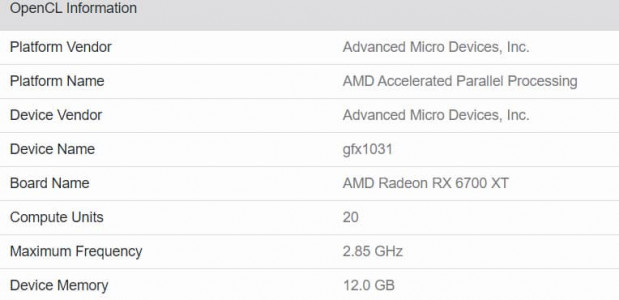 Spécifications AMD Radeon RX 6700 XT12312