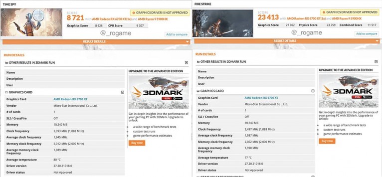 AMD Radeon RX 6700M Fire Strike
