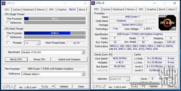 AMD Ryzen 7 5700G CPUZ