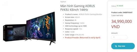 AORUS FV43U Preorder