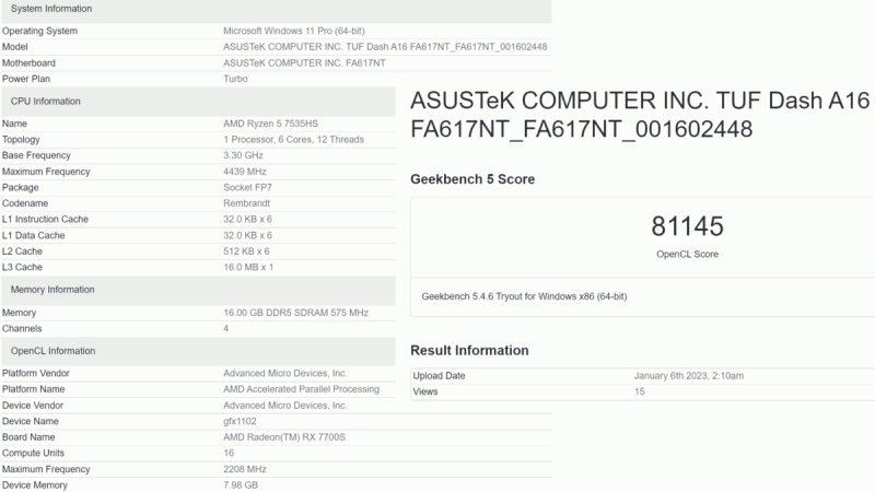 ASUS A16 RADEON RX 7700S 1200x676
