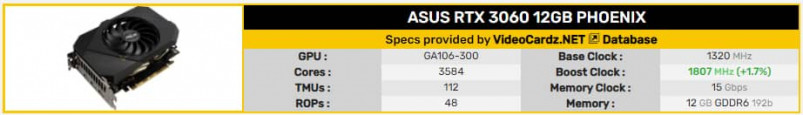 ASUS GeForce RTX 3060 12GB PHOENIX2