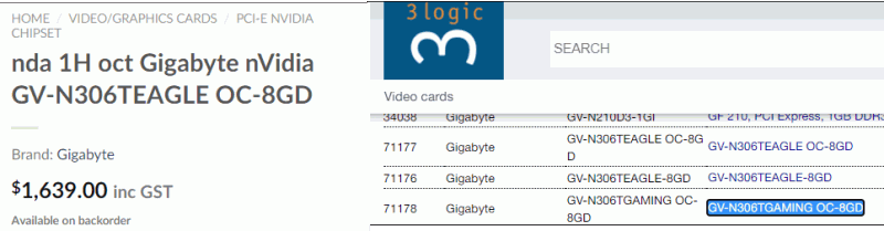 1 3 GIGABYTE GeForce RT 3060 Ti series Listed