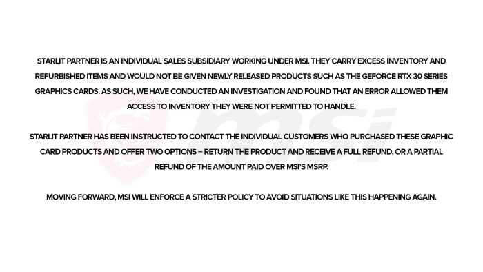 1 0 MSI Corporation Statement