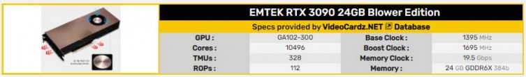 EMTEK GeForce RTX 3090 Édition Souffleur 24 Go1 1