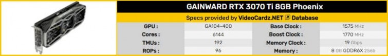 GAINWARD GeForce RTX 3070 Ti 8GB Phoenix1 111