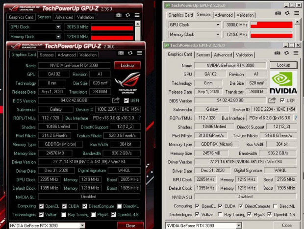 GALAX HOF RTX3090 GPUZ 3GHZ