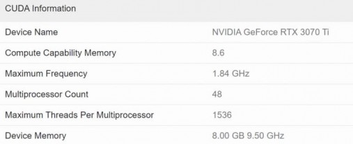 Geforce RTX 3070 Ti Geekbench Specs 768x315