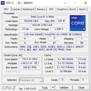 Gigabyte 11900K 7.3GHZ 1