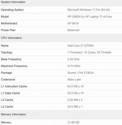 Intel Core i7 12700H