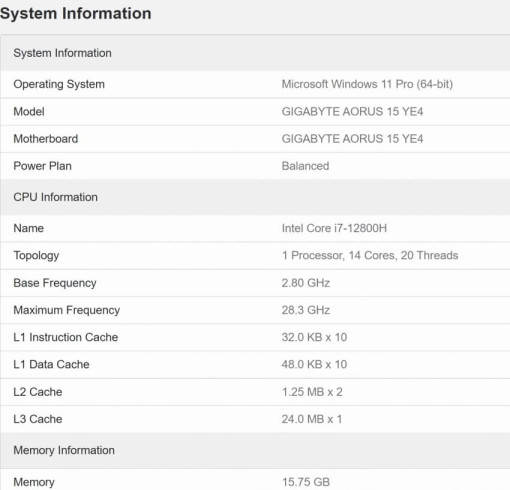 Intel Core i7 12800H Specs 850x817