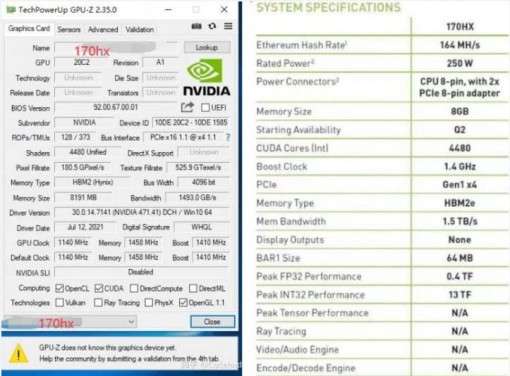 NVIDIA CMP 170HX 485 2