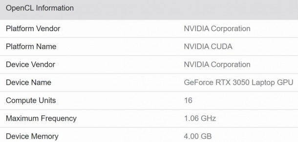 GPU pour ordinateur portable NVIDIA GeForce RTX 3050