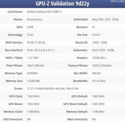 NVIDIA GeForce RTX 3080 Ti Specifications