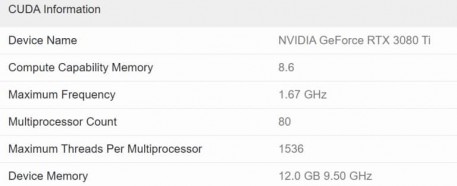 NVIDIA RTX 3080 Ti Geekbench CUDA benchmark 3 1 768x313