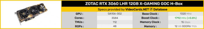 ZOTAC GeForce RTX 3060 LHR 12GB X GAMING GOC H Box1784