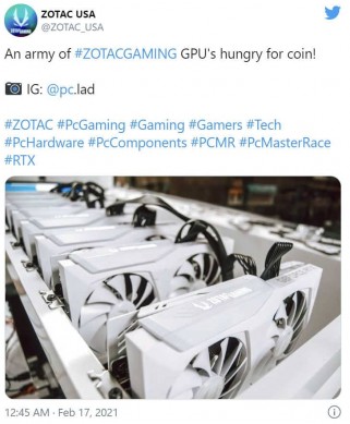 ZOTAC Mining Tweet