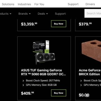 На сайте NVIDIA случайно появилась GeForce RTX 4040 Brick Edition...