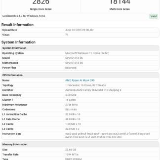 GPD Win 5 замечен в Geekbench с мощным AMD Ryzen...