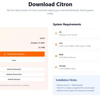 Вышла новая версия эмулятора Nintendo Switch — Citron 0.8.0...